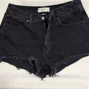 Abercrombie & Fitch Dark Denim Mom Jean Shorts High Rise 29